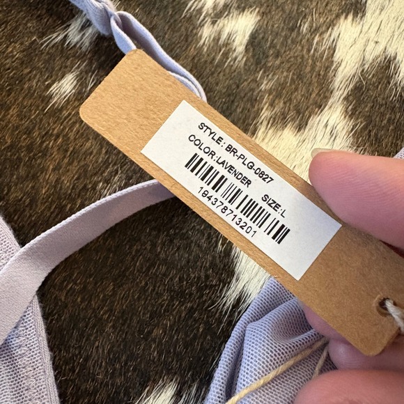 SKIMS Pointelle Cotton Rib Plunge Bralette Logo Size Large NWT Lavender Purple - Picture 4 of 6